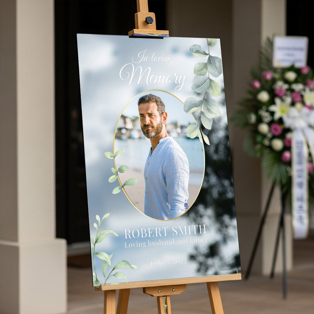 Greenery In Loving Memory Funeral Sign - SpeedyOrders