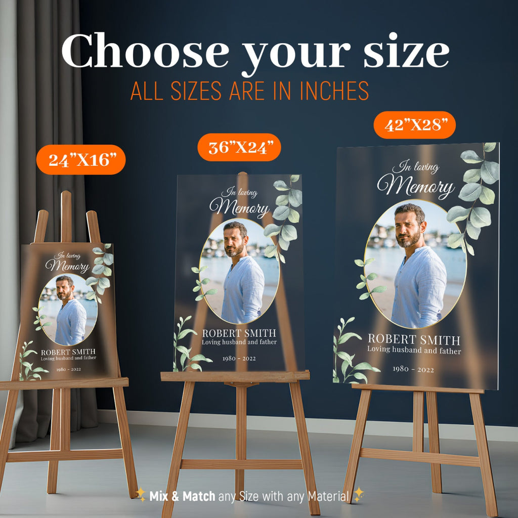 Greenery In Loving Memory Funeral Sign - SpeedyOrders