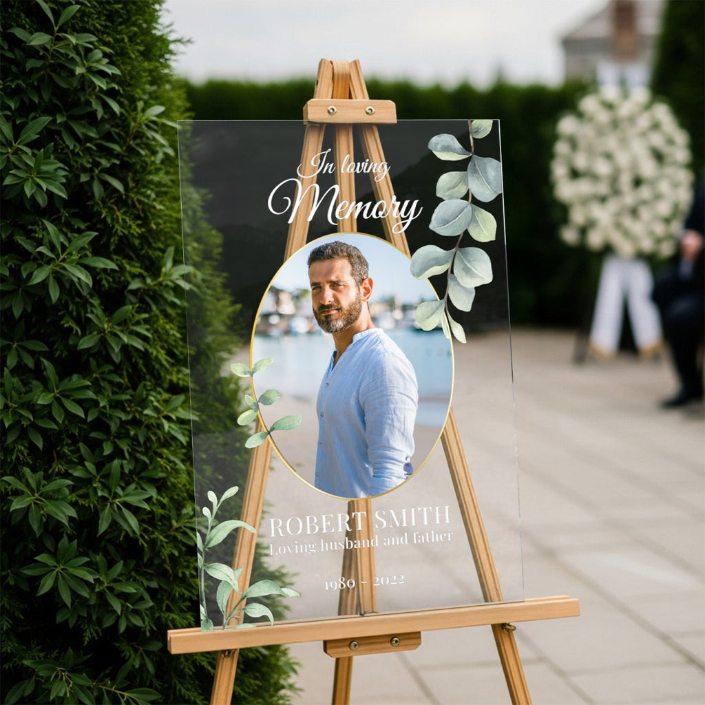 Greenery In Loving Memory Funeral Sign - SpeedyOrders