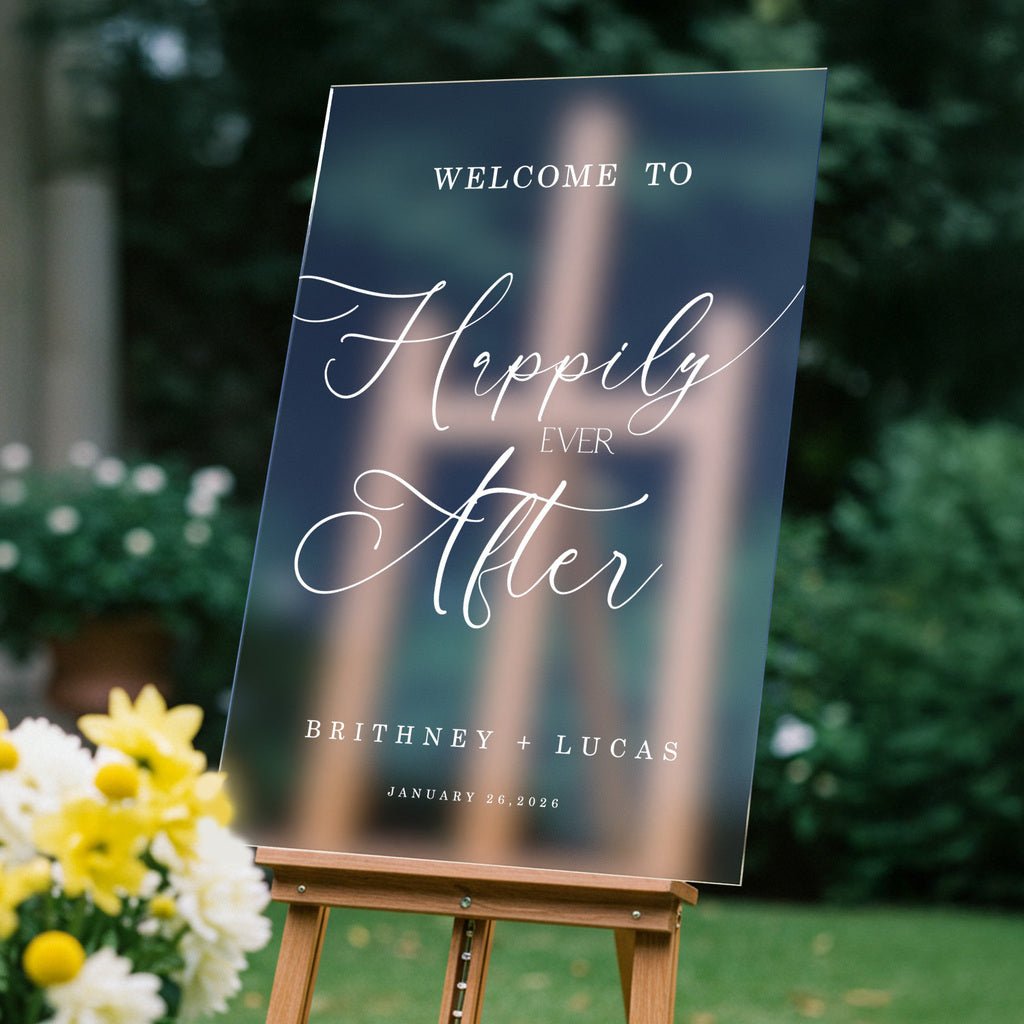 Happily Ever After Sign, Minimalist Wedding Welcome Signs - SpeedyOrders