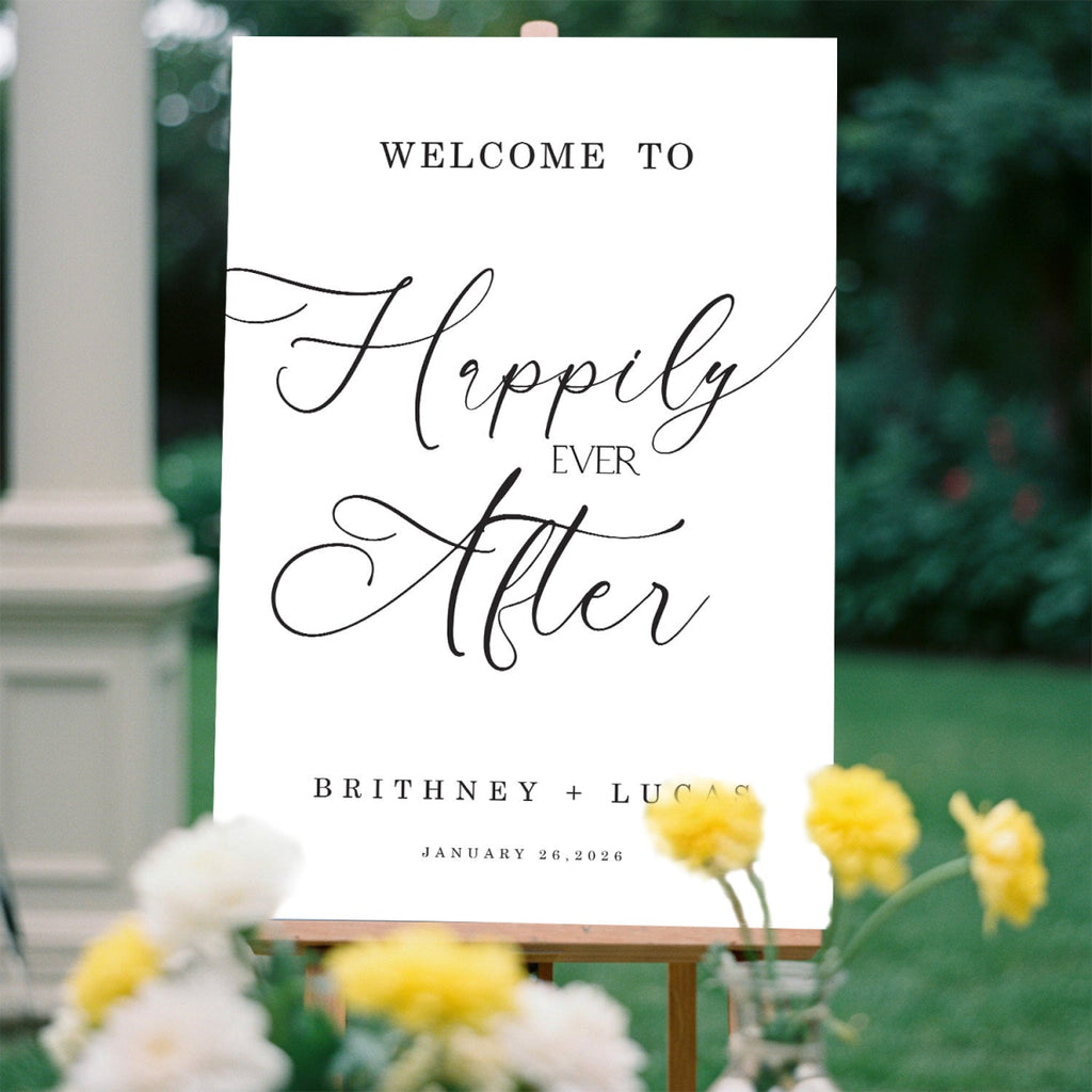 Happily Ever After Sign, Minimalist Wedding Welcome Signs - SpeedyOrders
