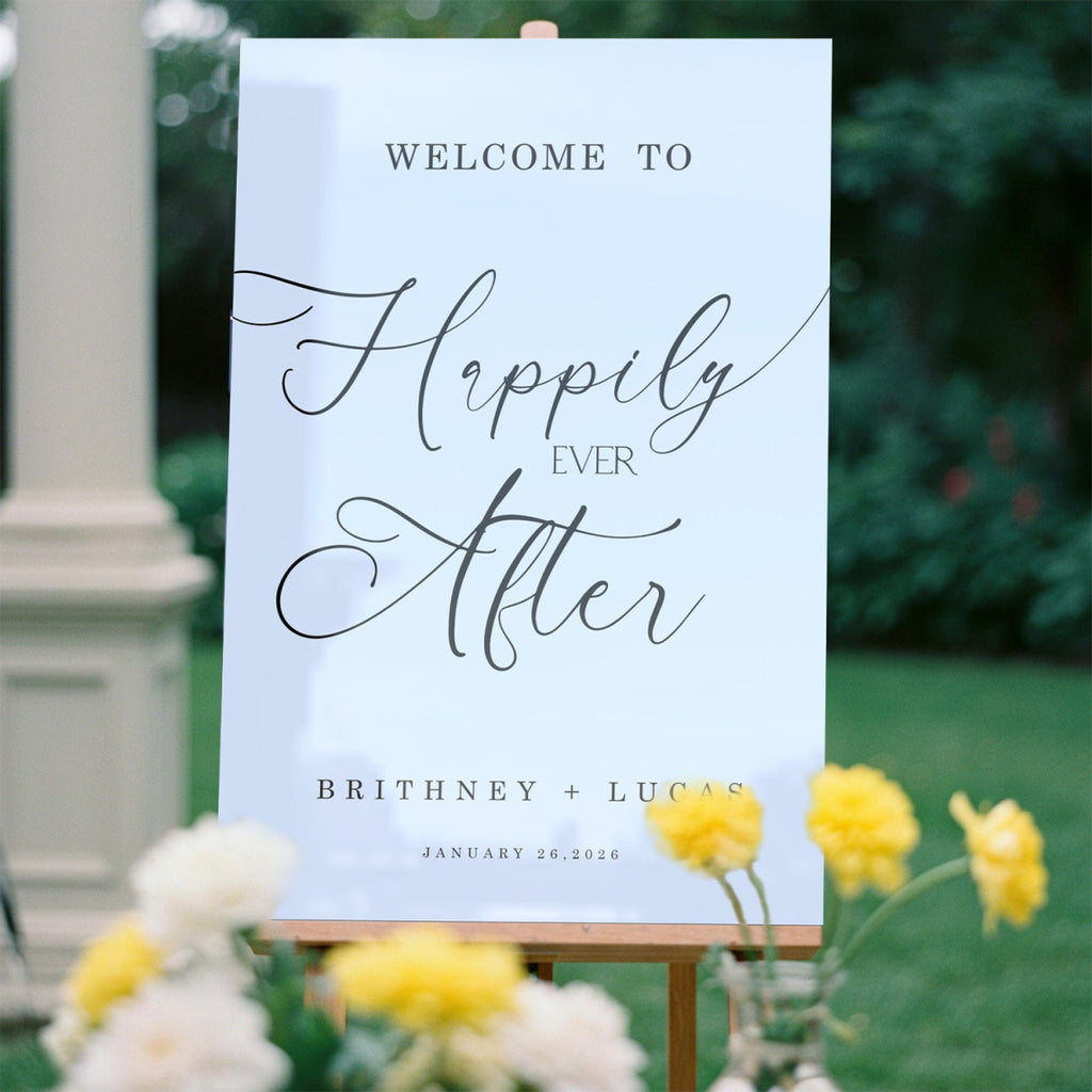 Happily Ever After Sign, Minimalist Wedding Welcome Signs - SpeedyOrders