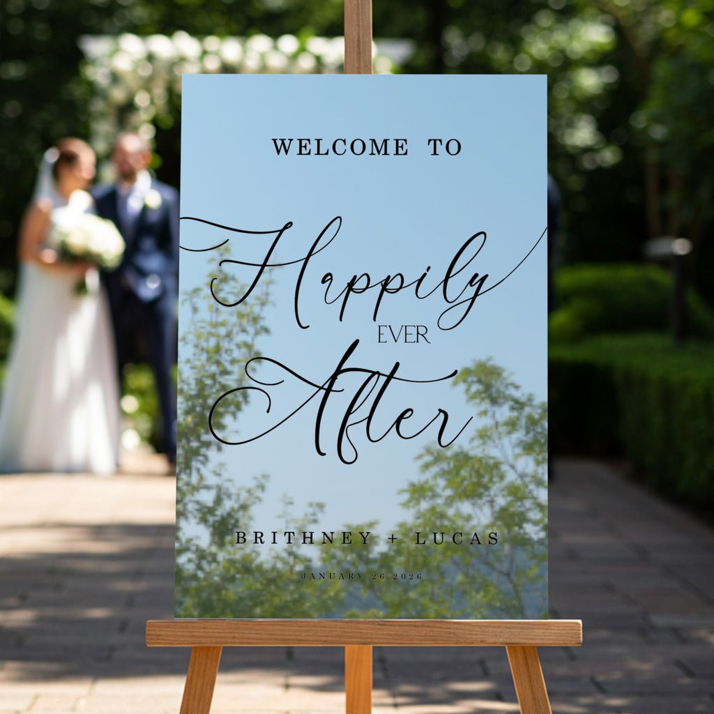 Happily Ever After Sign, Minimalist Wedding Welcome Signs - SpeedyOrders