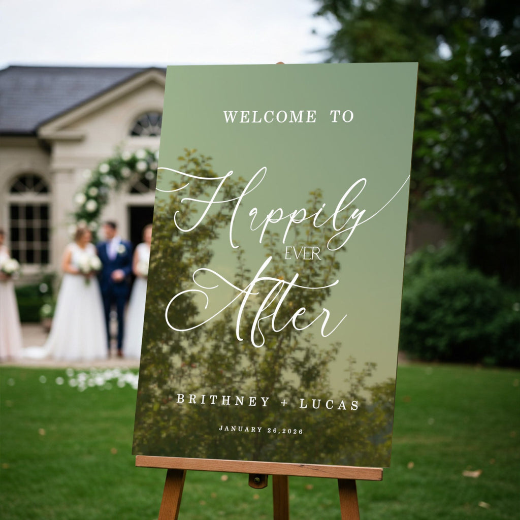 Happily Ever After Sign, Minimalist Wedding Welcome Signs - SpeedyOrders