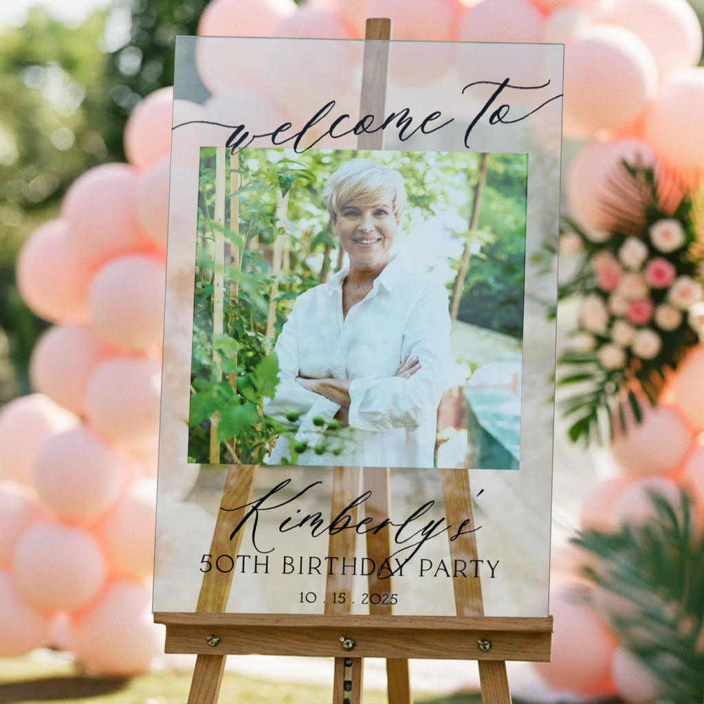 Happy Birthday Photo Sign, Birthday Party Sign With Photo - SpeedyOrders