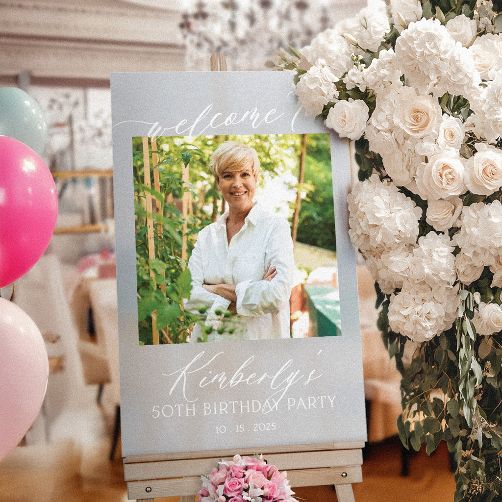 Happy Birthday Photo Sign, Birthday Party Sign With Photo - SpeedyOrders