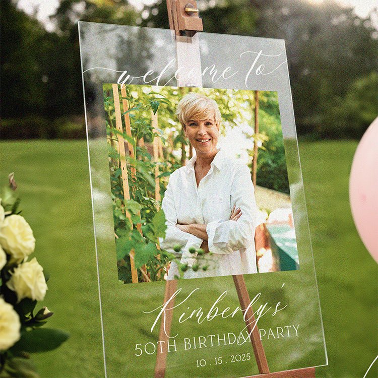 Happy Birthday Photo Sign, Birthday Party Sign With Photo - SpeedyOrders