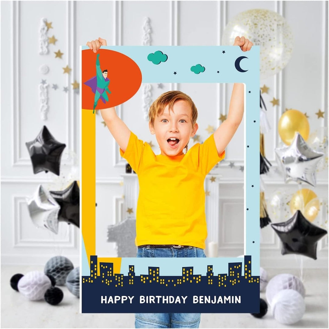 Happy Birthday Superhero Photo Booth Frame - SpeedyOrders