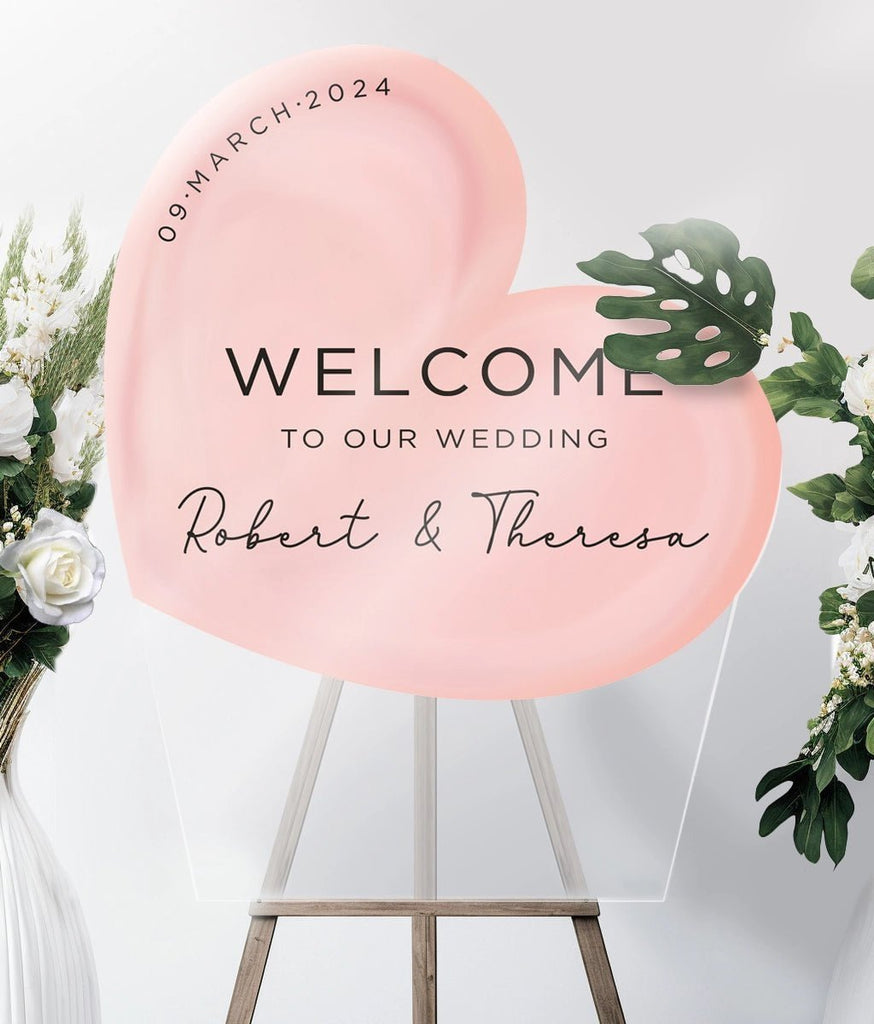 Heart Pink Wedding Welcome Sign - SpeedyOrders