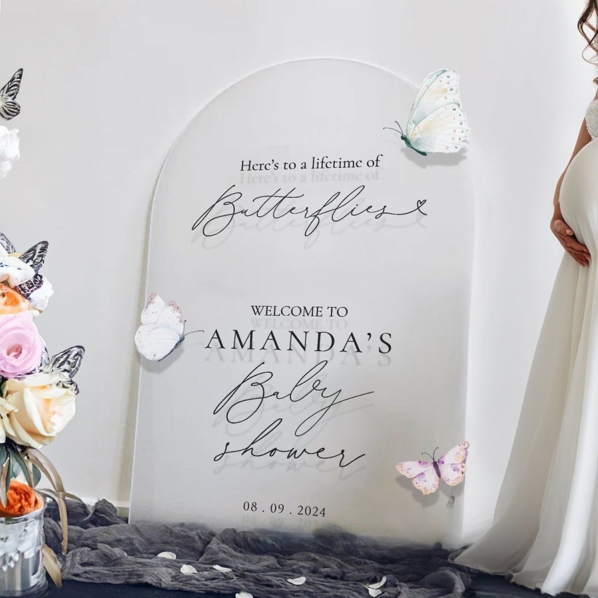 Heres To A Lifetime Of Butterflies Baby Shower Sign, image size:1200x1200