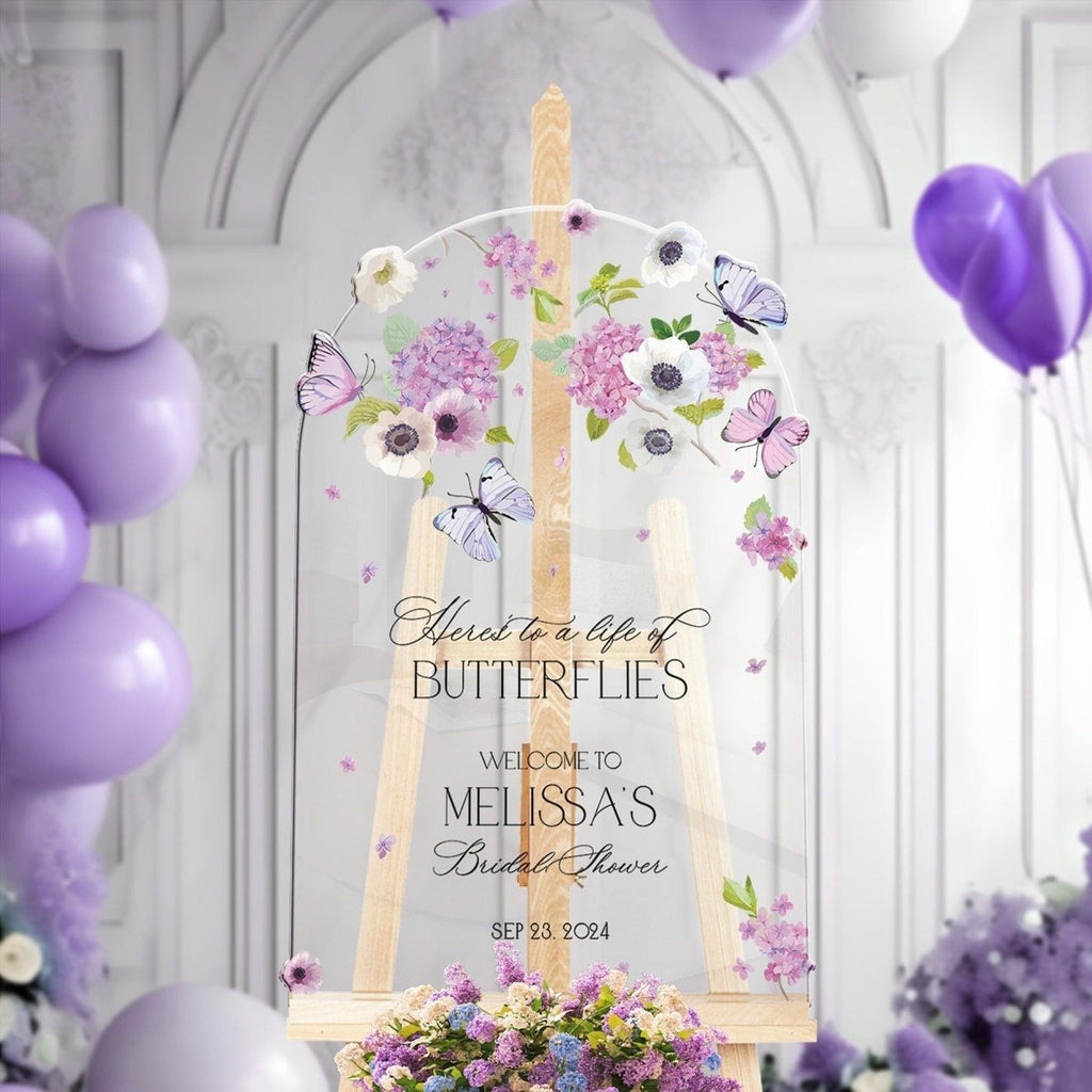 Here's To A Lifetime Of Butterflies Bridal Shower Sign - SpeedyOrders