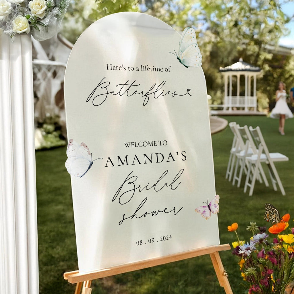 Heres To A Lifetime Of Butterflies Bridal Shower Sign - SpeedyOrders