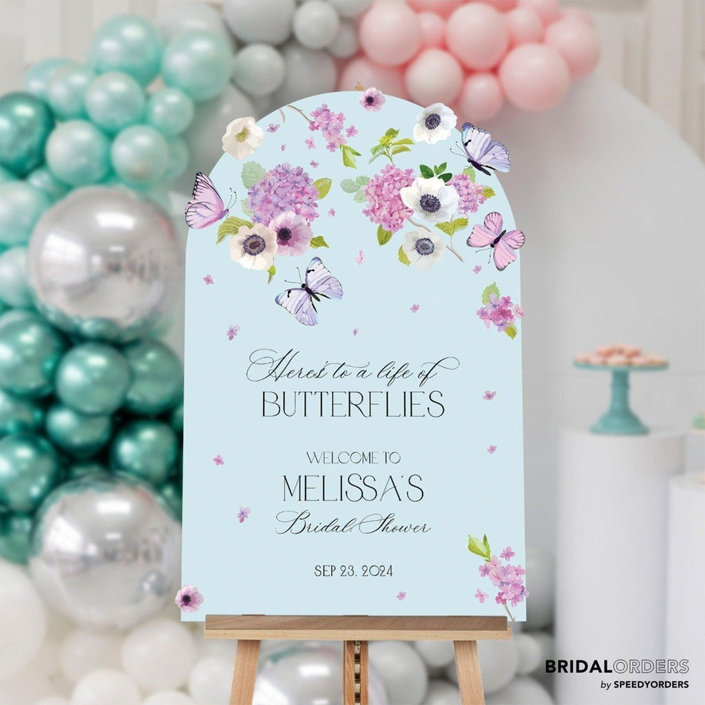 Here's To A Lifetime Of Butterflies Bridal Shower Sign - SpeedyOrders