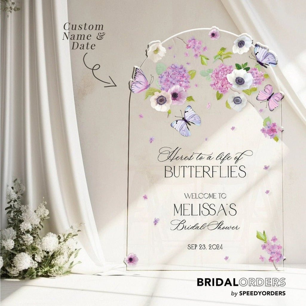 Here's To A Lifetime Of Butterflies Bridal Shower Sign - SpeedyOrders