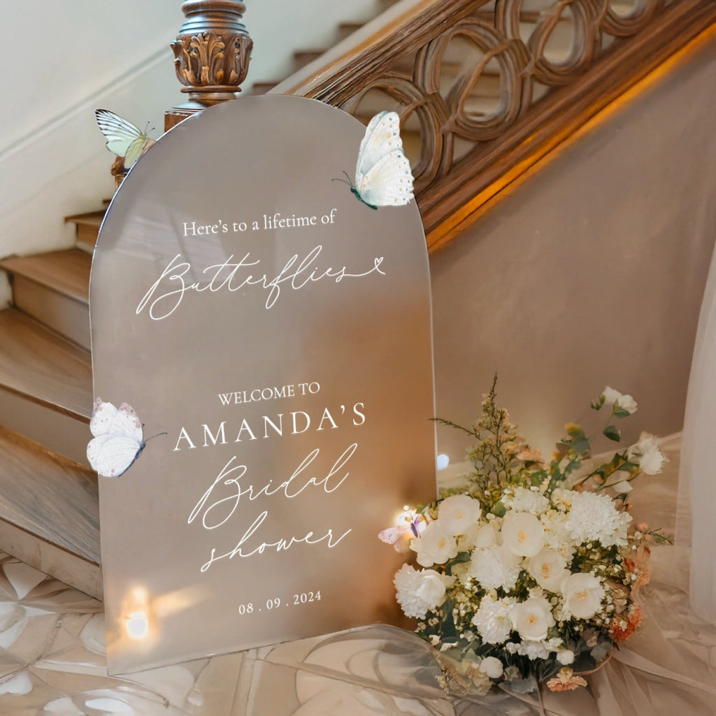 Heres To A Lifetime Of Butterflies Bridal Shower Sign - SpeedyOrders