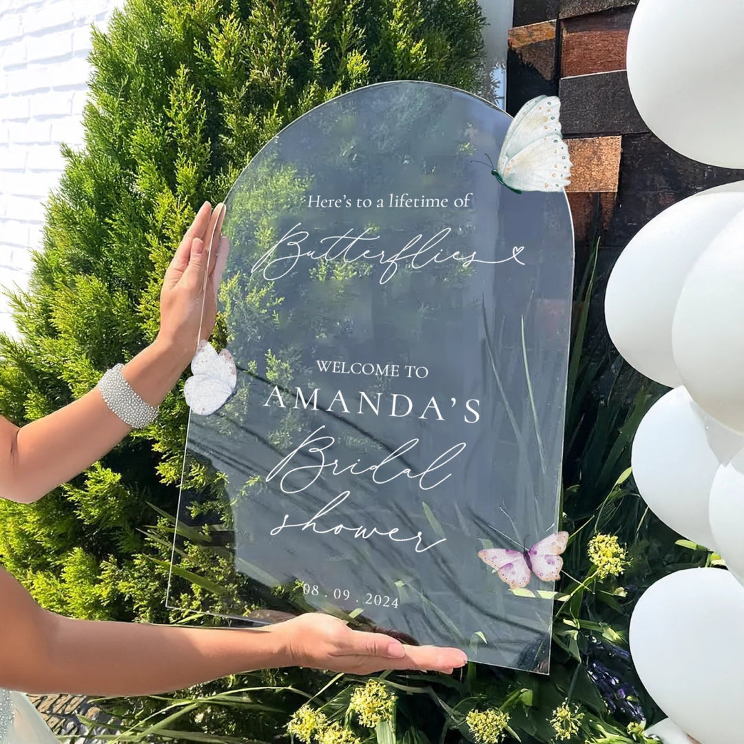 Heres To A Lifetime Of Butterflies Bridal Shower Sign - SpeedyOrders