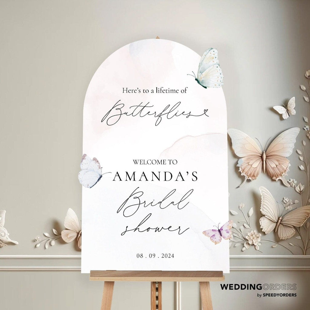 Heres To A Lifetime Of Butterflies Bridal Shower Sign - SpeedyOrders