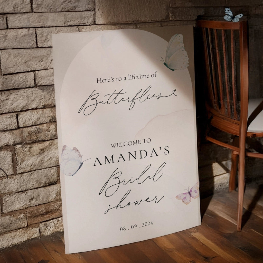 Heres To A Lifetime Of Butterflies Bridal Shower Sign - SpeedyOrders