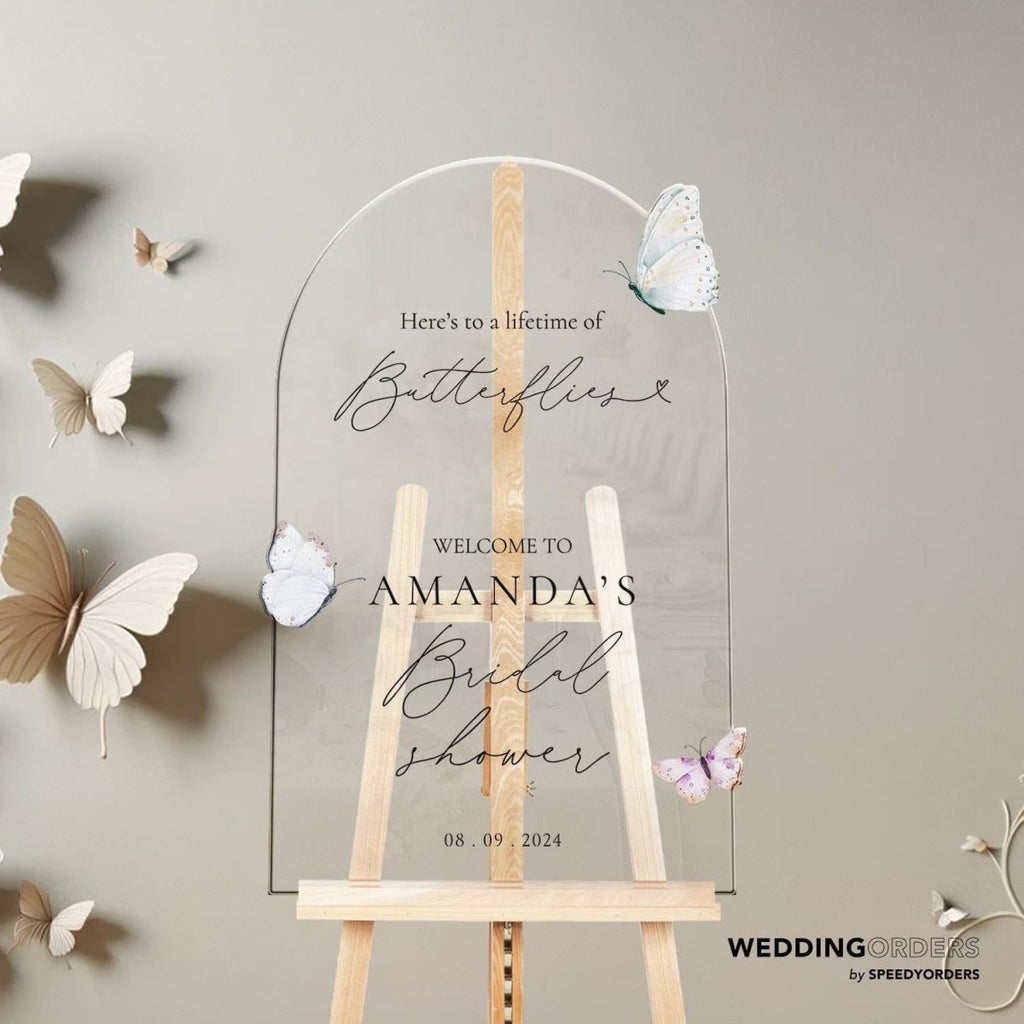 Heres To A Lifetime Of Butterflies Bridal Shower Sign - SpeedyOrders