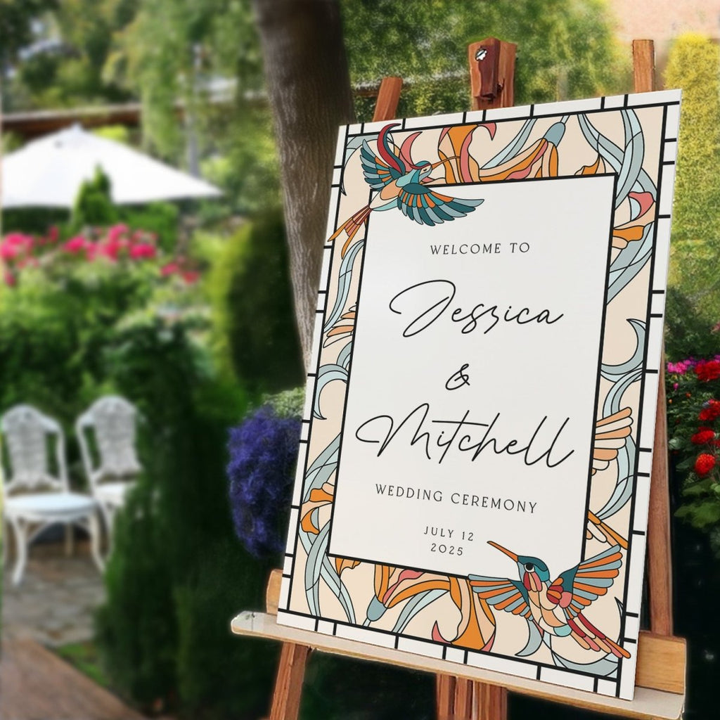 Hummingbird Wedding Sign, Acrylic Wedding Welcome Sign - SpeedyOrders