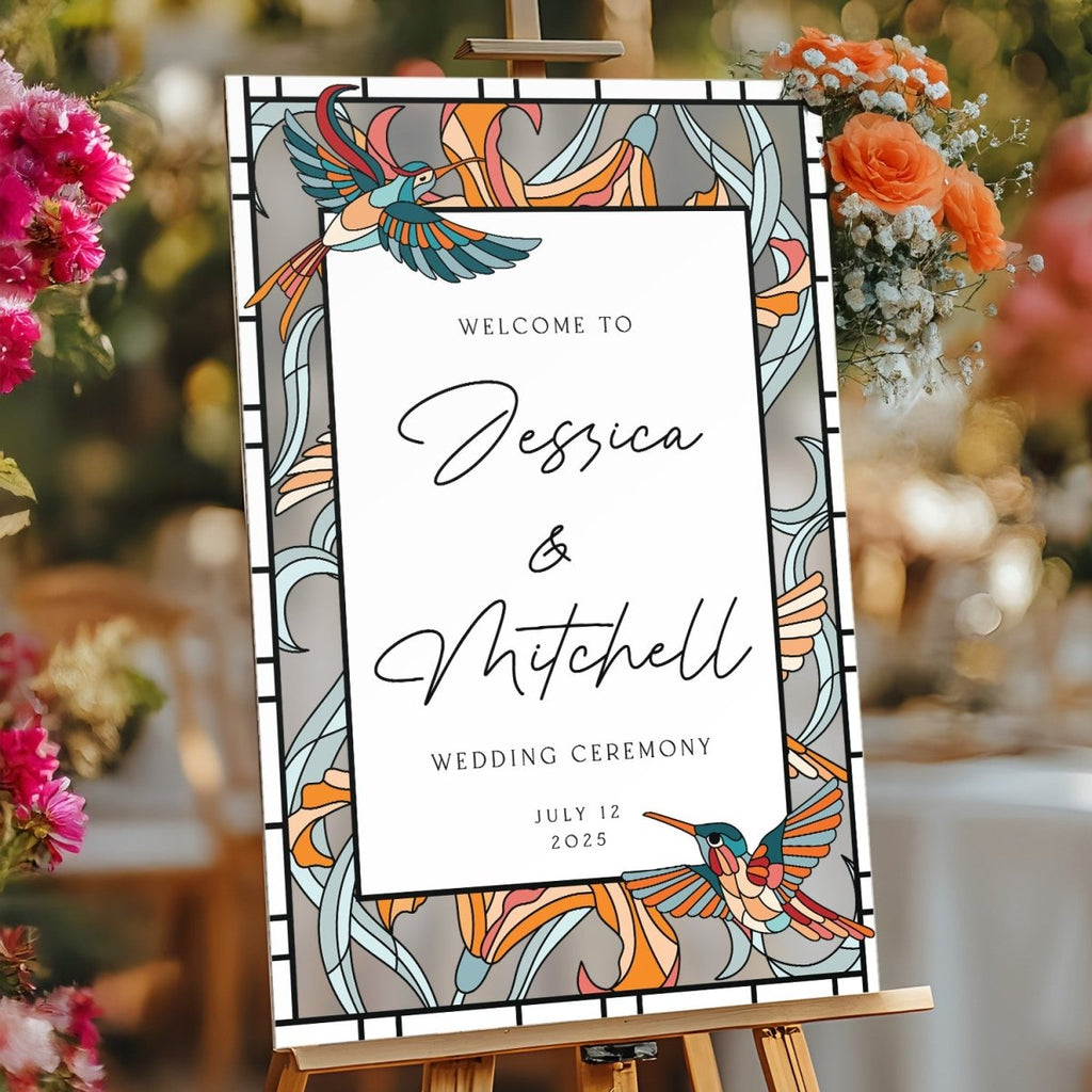 Hummingbird Wedding Sign, Acrylic Wedding Welcome Sign - SpeedyOrders