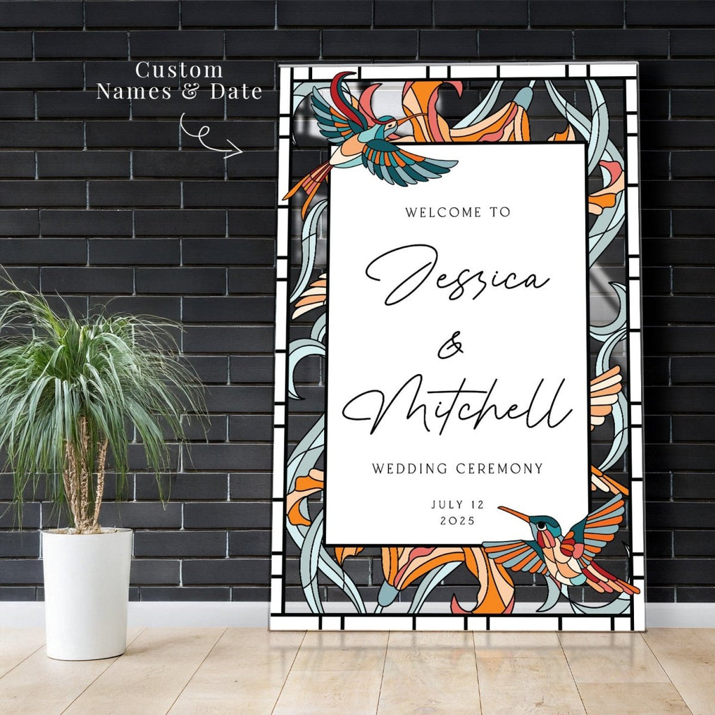 Hummingbird Wedding Sign, Acrylic Wedding Welcome Sign - SpeedyOrders