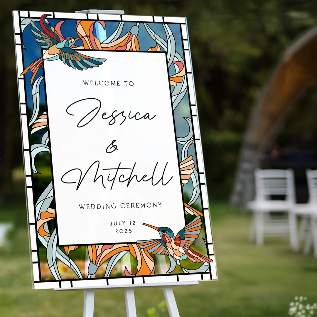 Hummingbird Wedding Sign, Acrylic Wedding Welcome Sign - SpeedyOrders