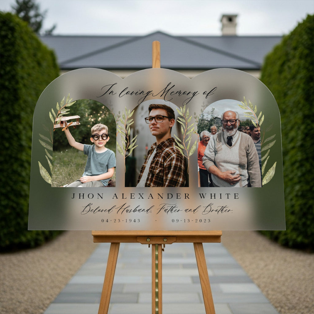 In Loving Memory Sign, Personalized Memorial Sign With 3 Photo Collage - SpeedyOrders