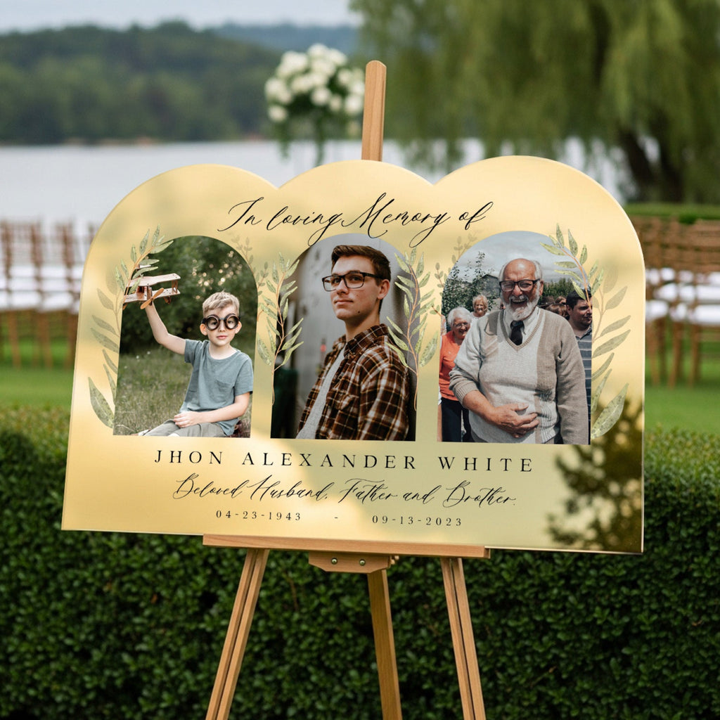 In Loving Memory Sign, Personalized Memorial Sign With 3 Photo Collage - SpeedyOrders