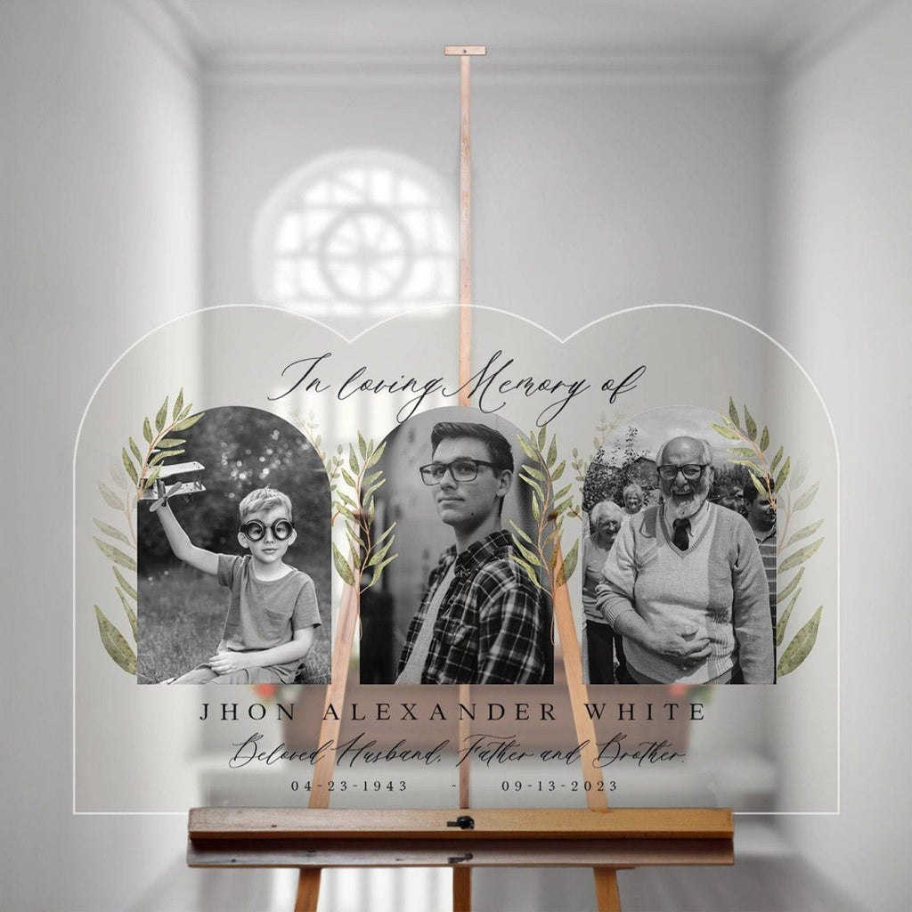 In Loving Memory Sign, Personalized Memorial Sign With 3 Photo Collage - SpeedyOrders