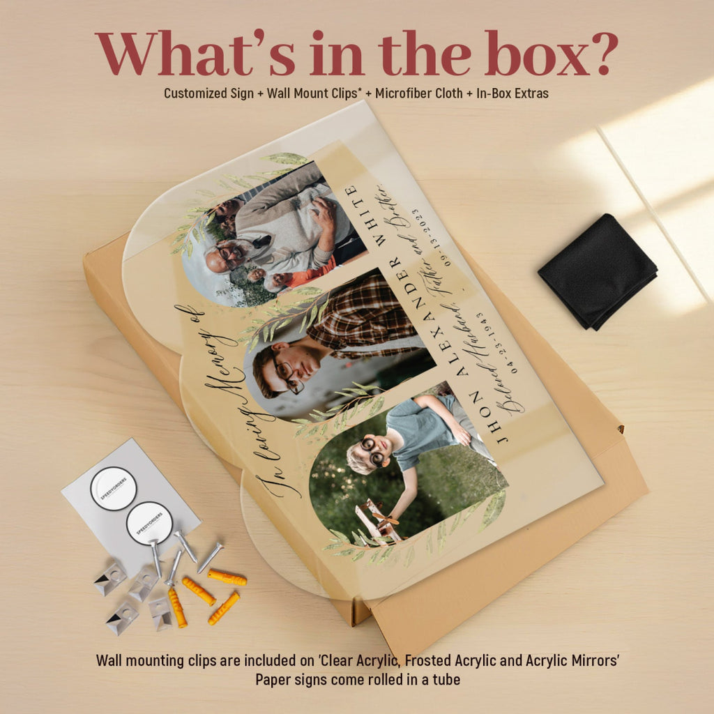 In Loving Memory Sign, Personalized Memorial Sign With 3 Photo Collage - SpeedyOrders