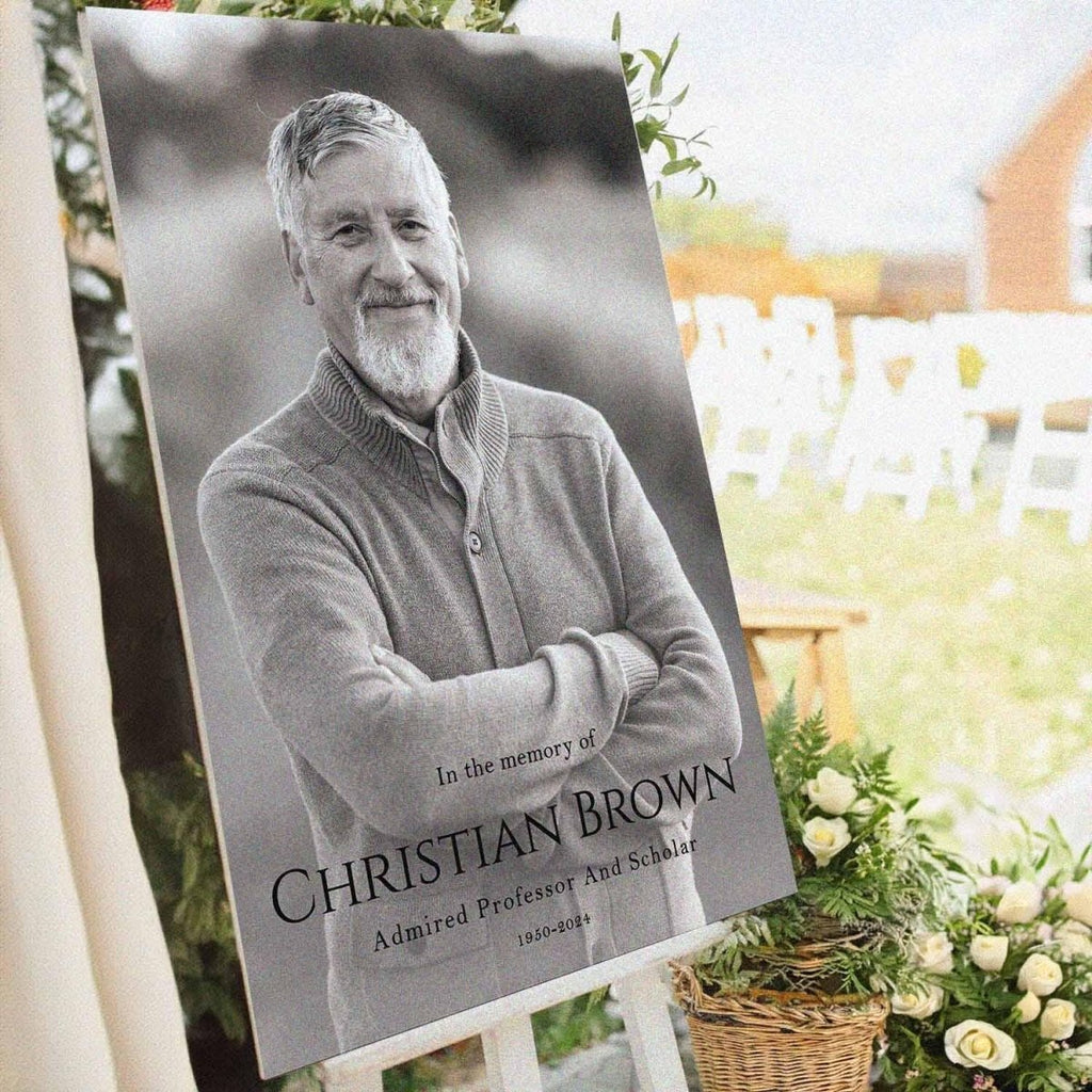 In Loving Memory Sign With Photo, Custom Funeral Welcome Signage - SpeedyOrders