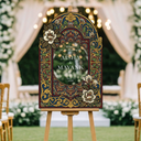 Indian Wedding Sign, Burgundy Indian Wedding Welcome Sign - SpeedyOrders