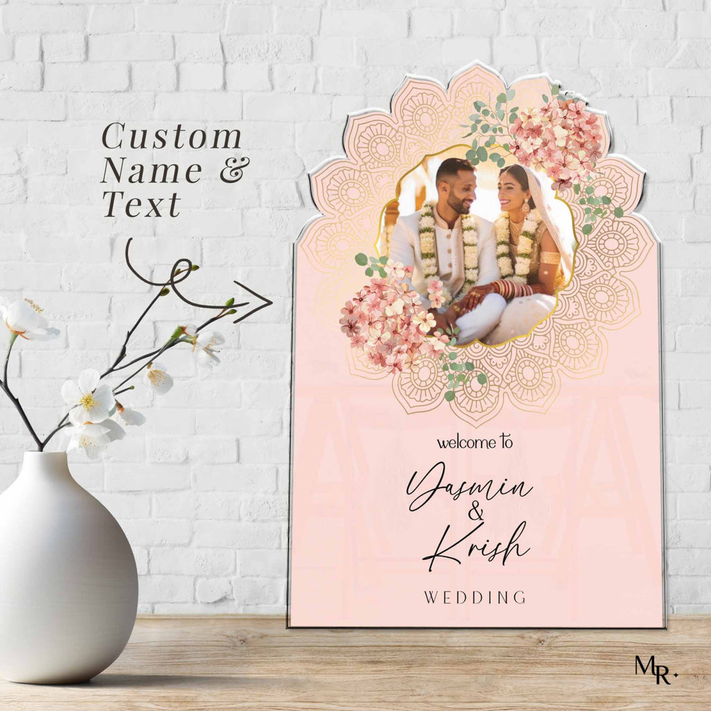 Indian Wedding Sign, Indian Wedding Welcome Sign With Photo - SpeedyOrders