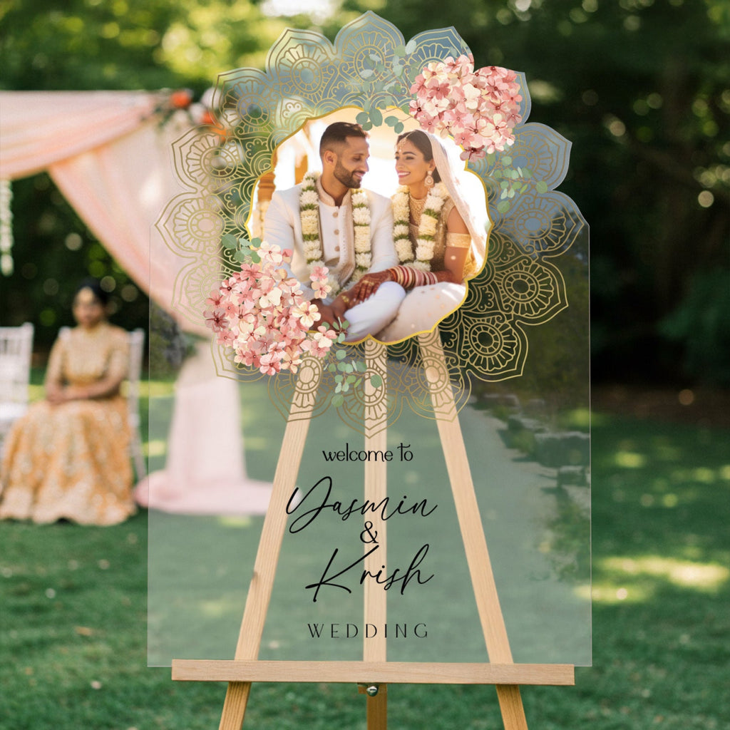 Indian Wedding Sign, Indian Wedding Welcome Sign With Photo - SpeedyOrders