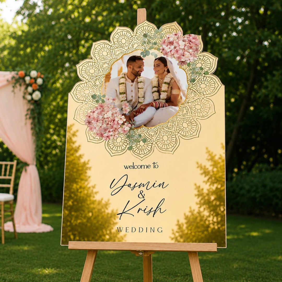 Indian Wedding Welcome Sign With Photo - SpeedyOrders