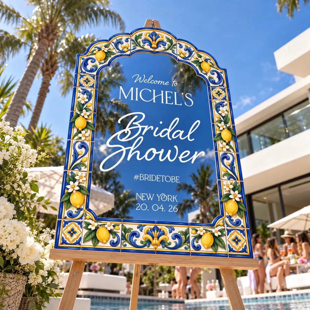 Italian Amalfi Tile Bridal Shower Welcome Sign - SpeedyOrders