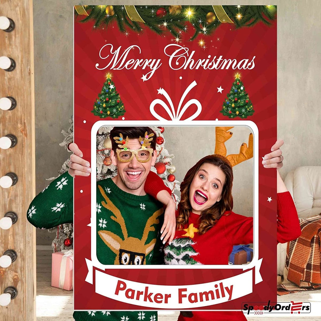 Large Custom Merry Christmas Photo Booth Frame Prop - SpeedyOrders