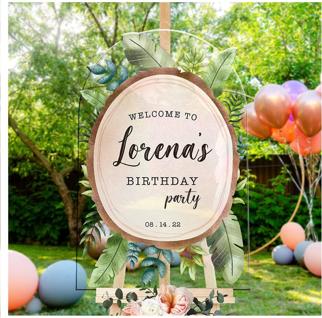 Leafy Birthday Party Welcome Sign - SpeedyOrders