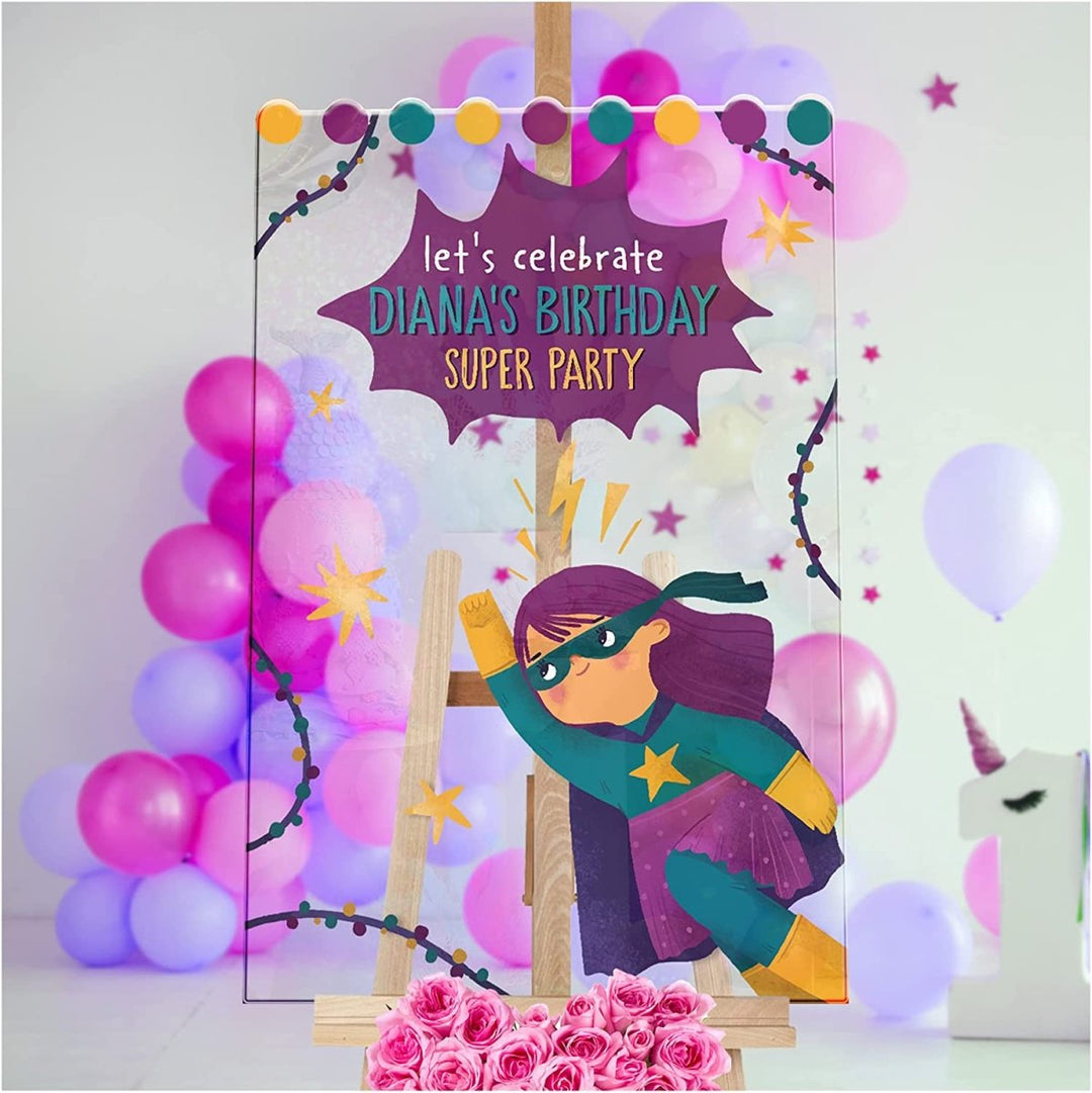 Let’s Celebrate Superhero Party Birthday Welcome Sign - SpeedyOrders