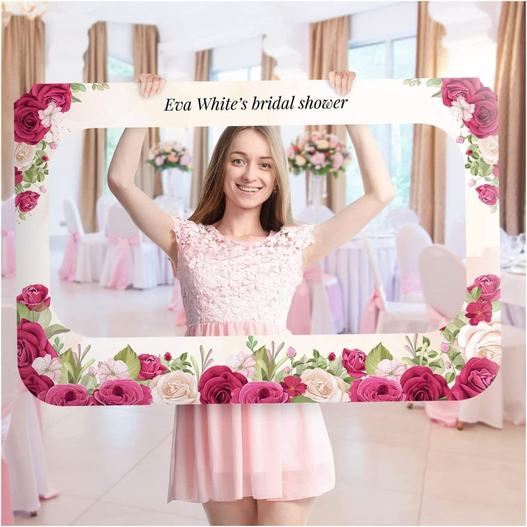 Lovely Fuschia - toned Roses Bridal Shower Photo Booth Frame - SpeedyOrders