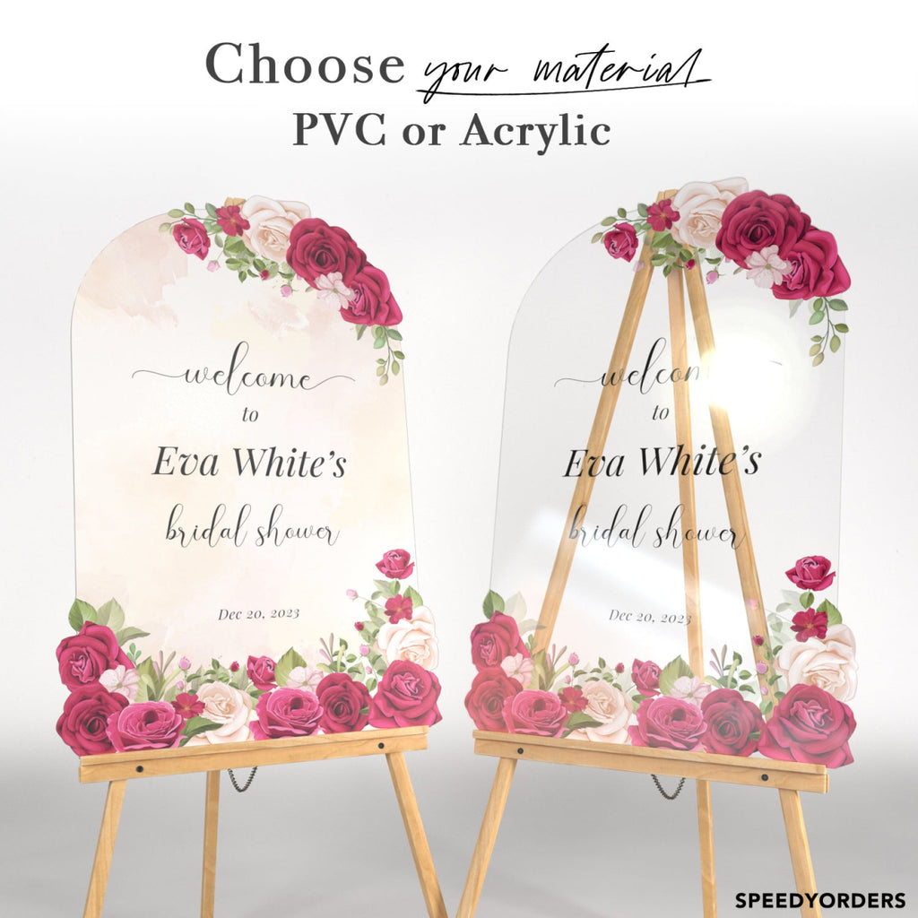 Lovely Roses Bridal Shower Welcome Sign - SpeedyOrders