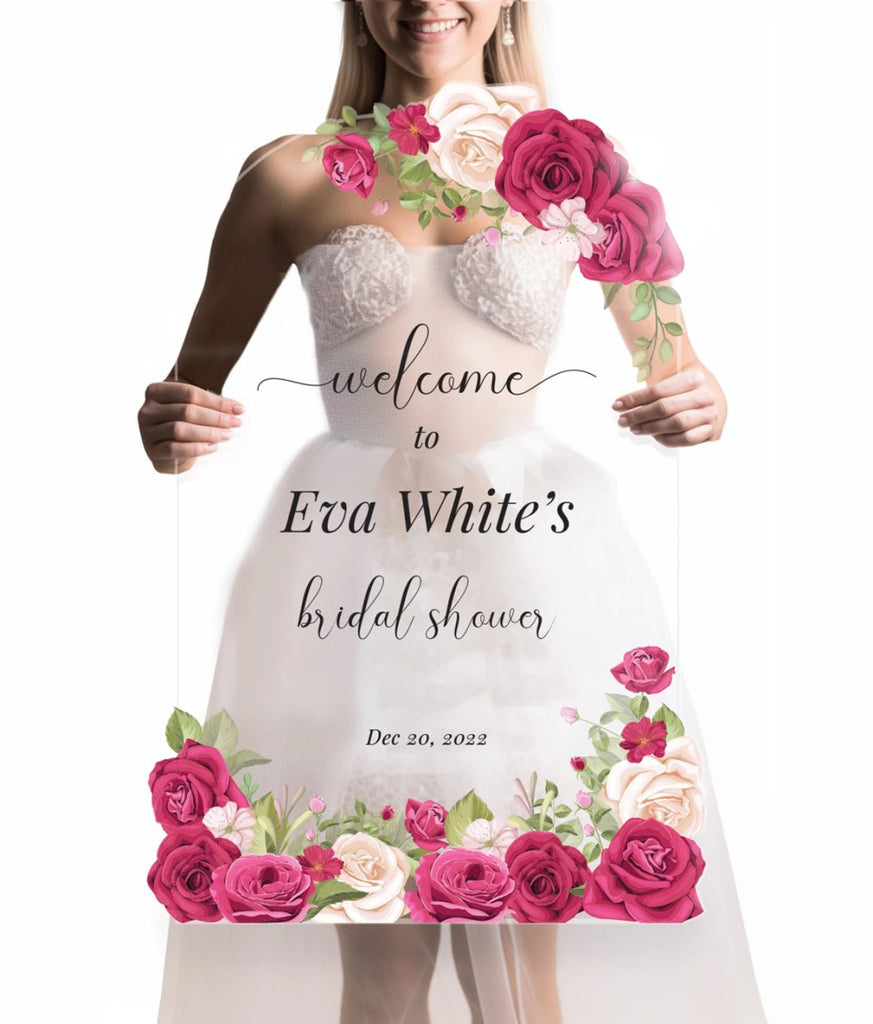 Lovely Roses Bridal Shower Welcome Sign - SpeedyOrders