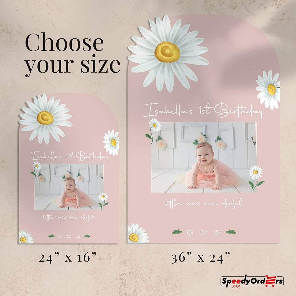 Lovely White Daisy 1st Birthday Party Photo Welcome Sign - SpeedyOrders