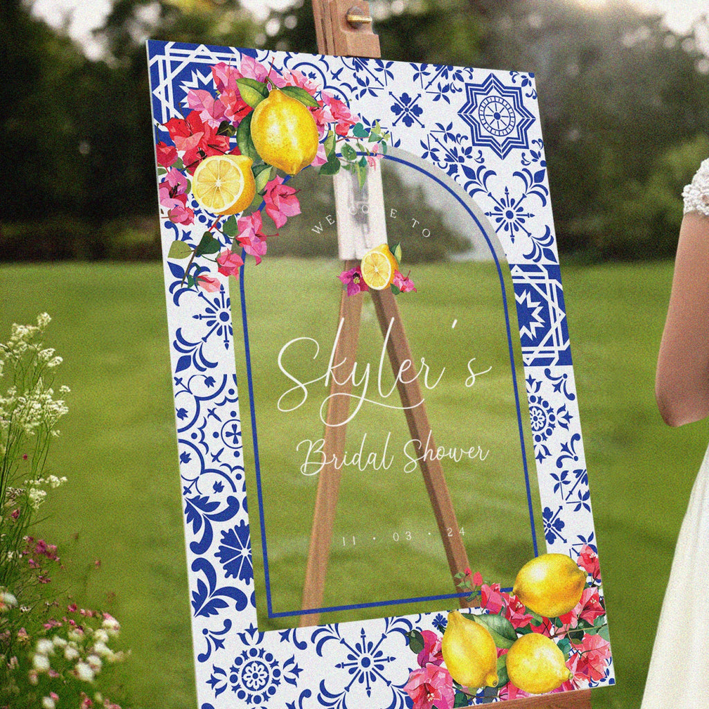 Main Squeeze Bridal Shower Welcome Sign, Blue Tiles Bridal Shower Sign - SpeedyOrders