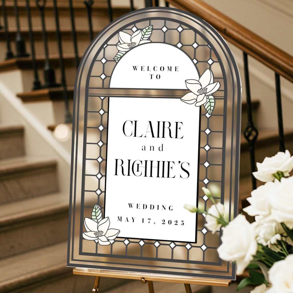 Medieval Mirror & Stained Glass Wedding Sign - Customizable Gothic Decor for 2025 Trends - SpeedyOrders
