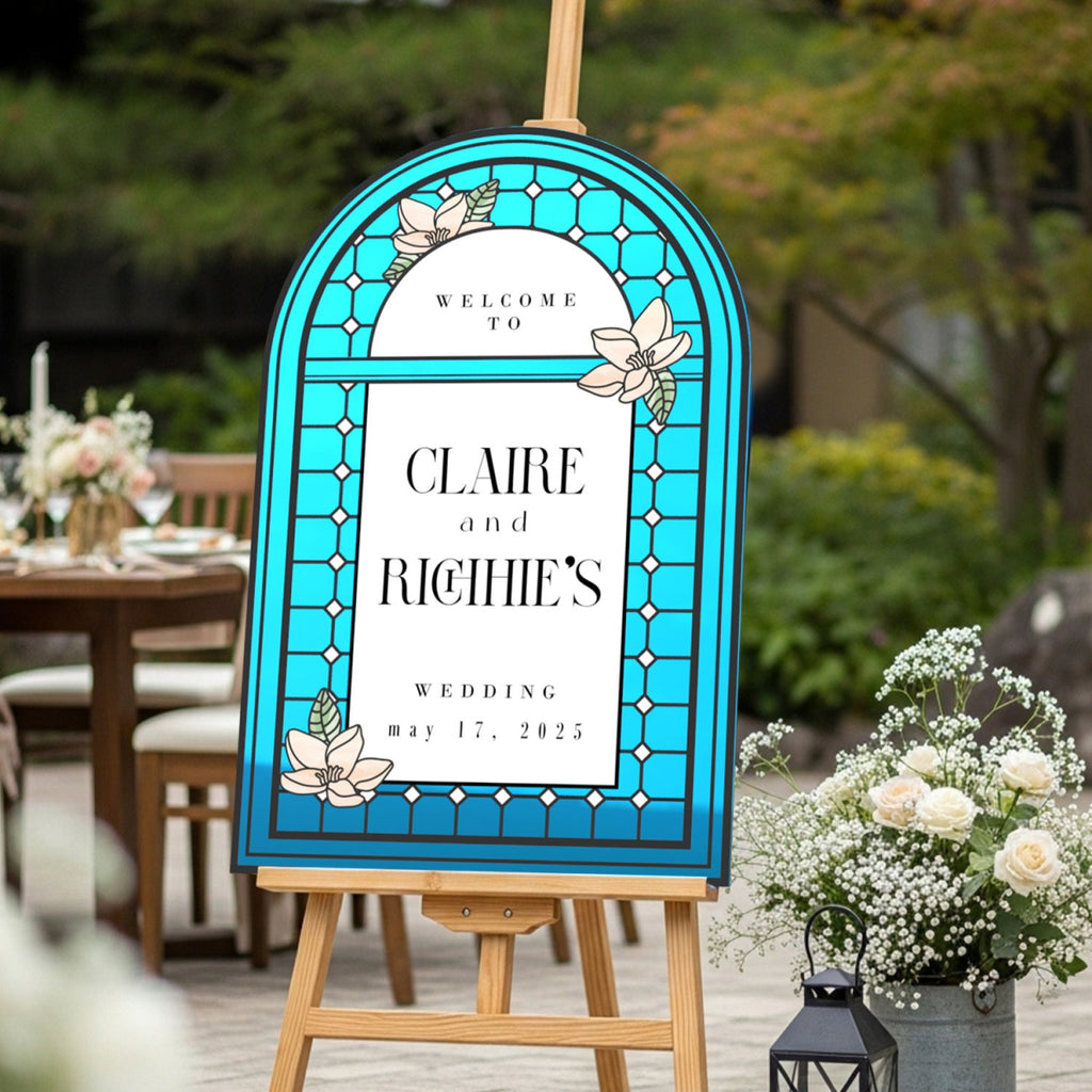 Medieval Mirror & Stained Glass Wedding Sign - Customizable Gothic Decor for 2025 Trends - SpeedyOrders