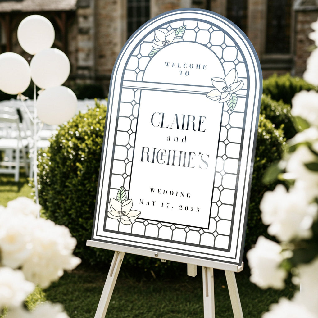 Medieval Mirror & Stained Glass Wedding Sign - Customizable Gothic Decor for 2025 Trends - SpeedyOrders