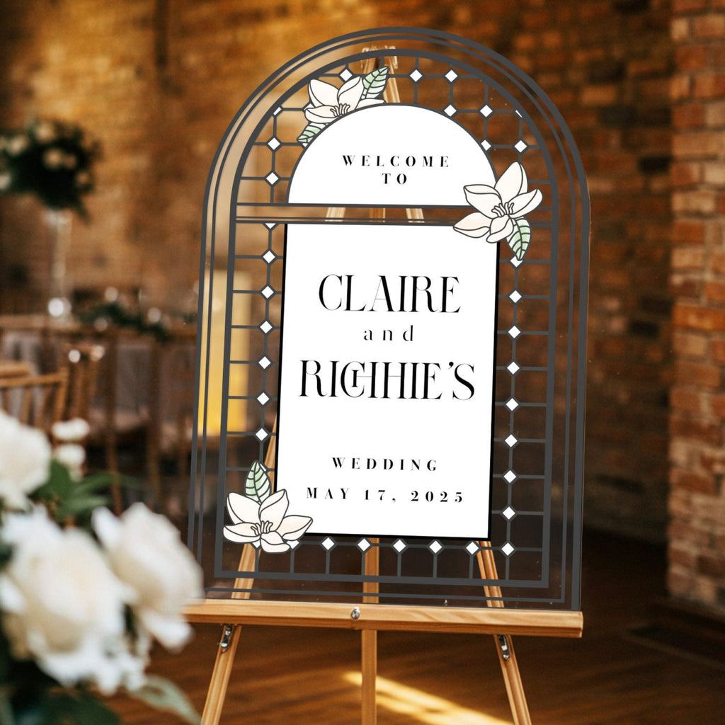 Medieval Mirror & Stained Glass Wedding Sign - Customizable Gothic Decor for 2025 Trends - SpeedyOrders