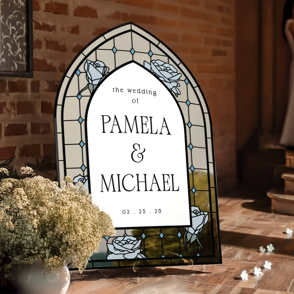 Medieval Wedding Sign - Customizable Gothic Stained Glass - SpeedyOrders